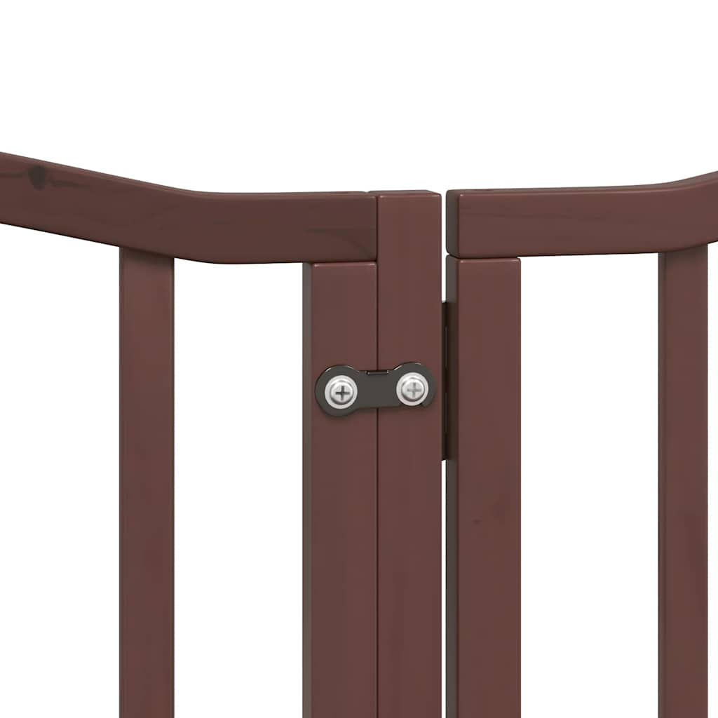 Cancello Cani Porta Pieghevole Marrone 9 Pannelli 450cm Pioppo