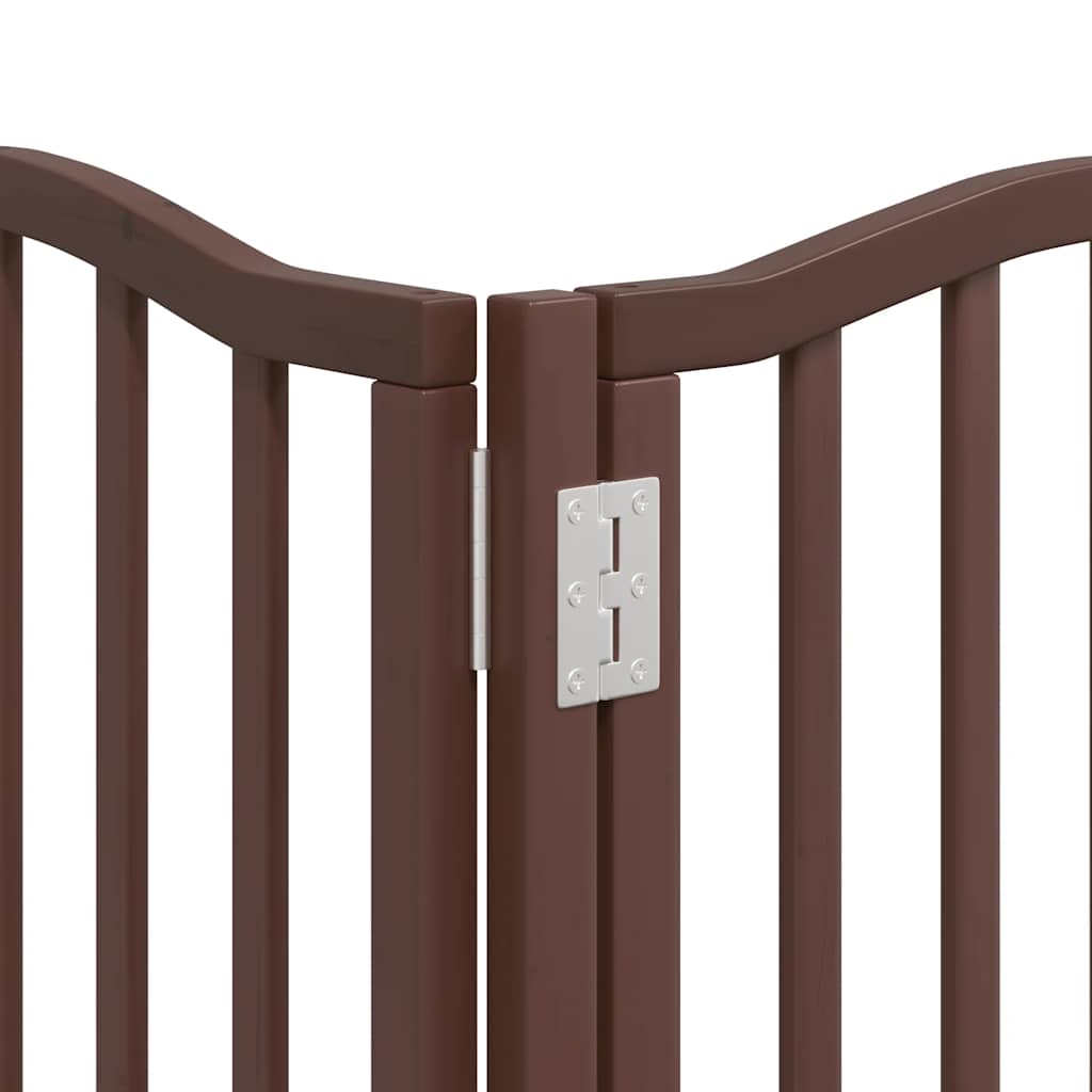 Cancello Cani Porta Pieghevole Marrone 9 Pannelli 450cm Pioppo