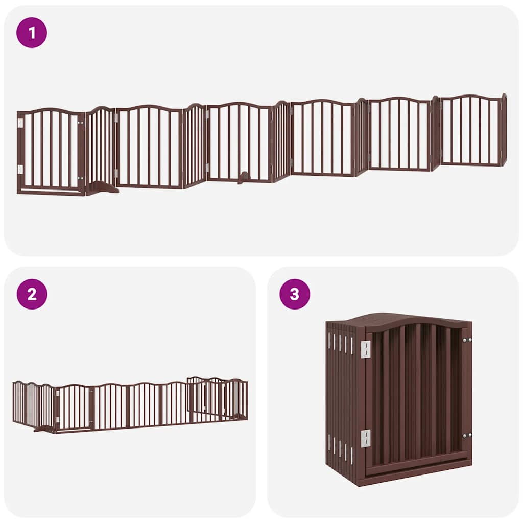 Cancello Cani Porta Pieghevole Marrone 12 Pannelli 600cm Pioppo