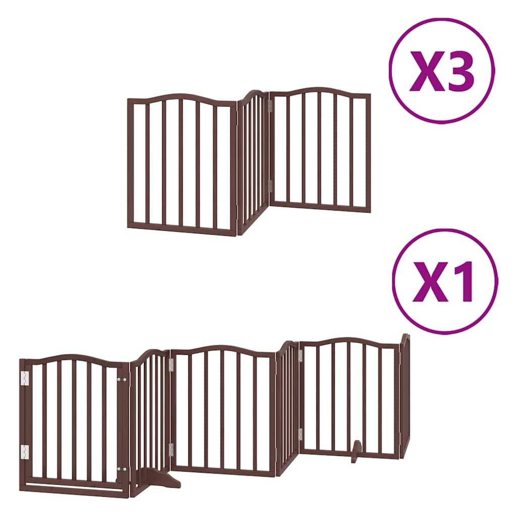 Cancello Cani Porta Pieghevole Marrone 15 Pannelli 750cm Pioppo