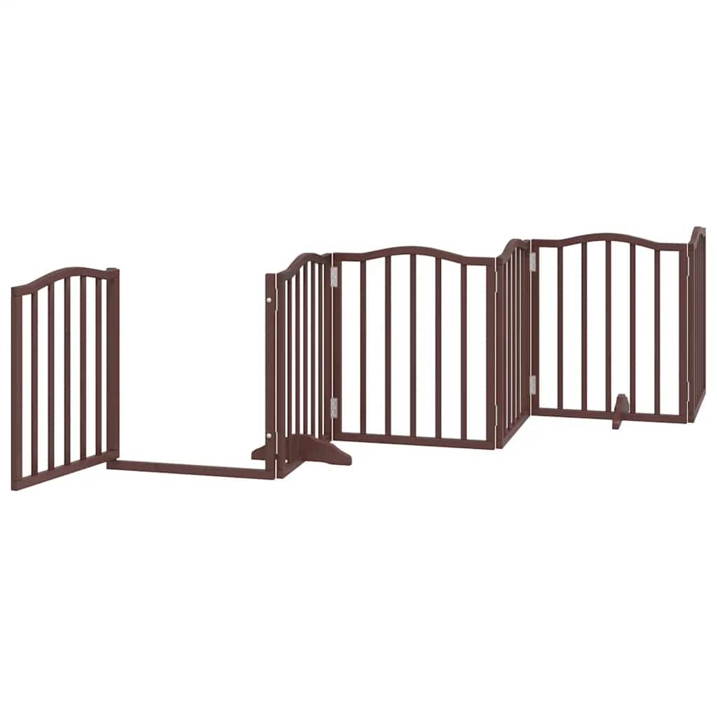 Cancello Cani Porta Pieghevole Marrone 15 Pannelli 750cm Pioppo