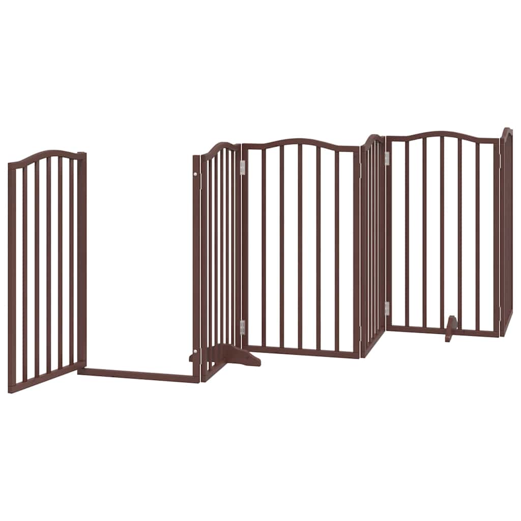 Cancello Cani Porta Pieghevole Marrone 9 Pannelli 450cm Pioppo