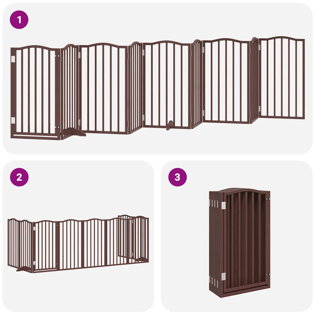 Cancello Cani Porta Pieghevole Marrone 9 Pannelli 450cm Pioppo