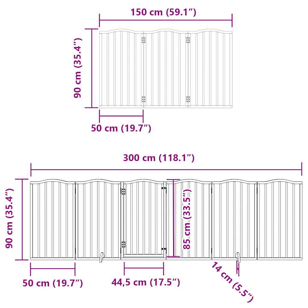 Cancello Cani Porta Pieghevole Marrone 15 Pannelli 750cm Pioppo