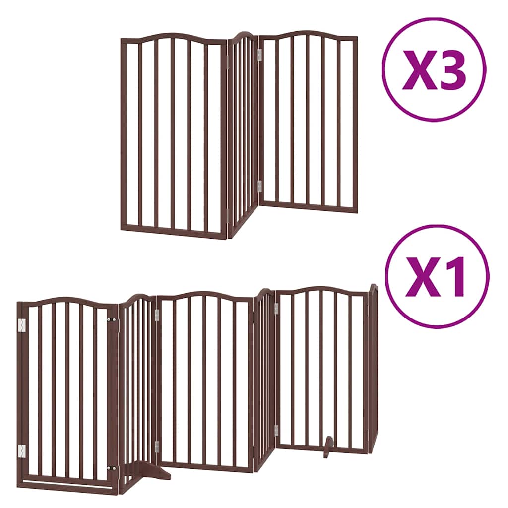 Cancello Cani Porta Pieghevole Marrone 15 Pannelli 750cm Pioppo