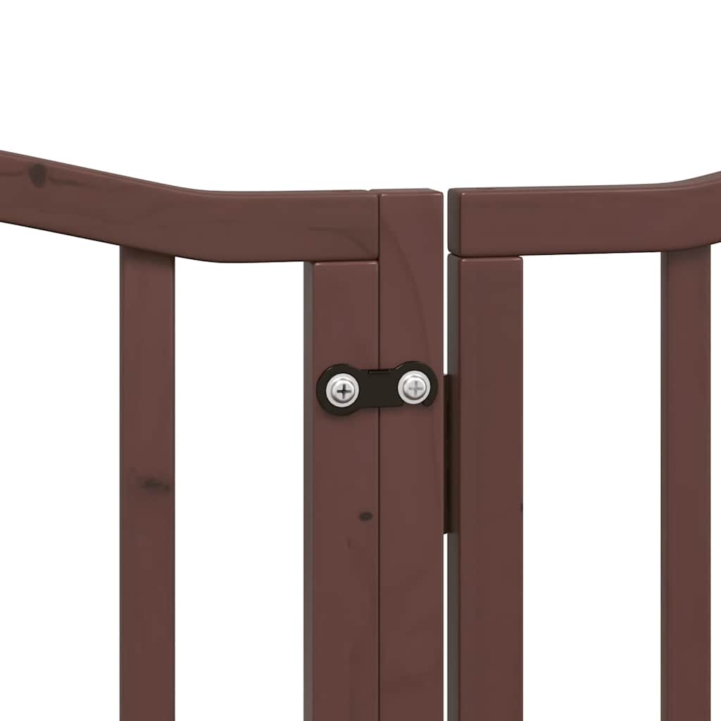 Cancello Cani Porta Pieghevole Marrone 15 Pannelli 750cm Pioppo