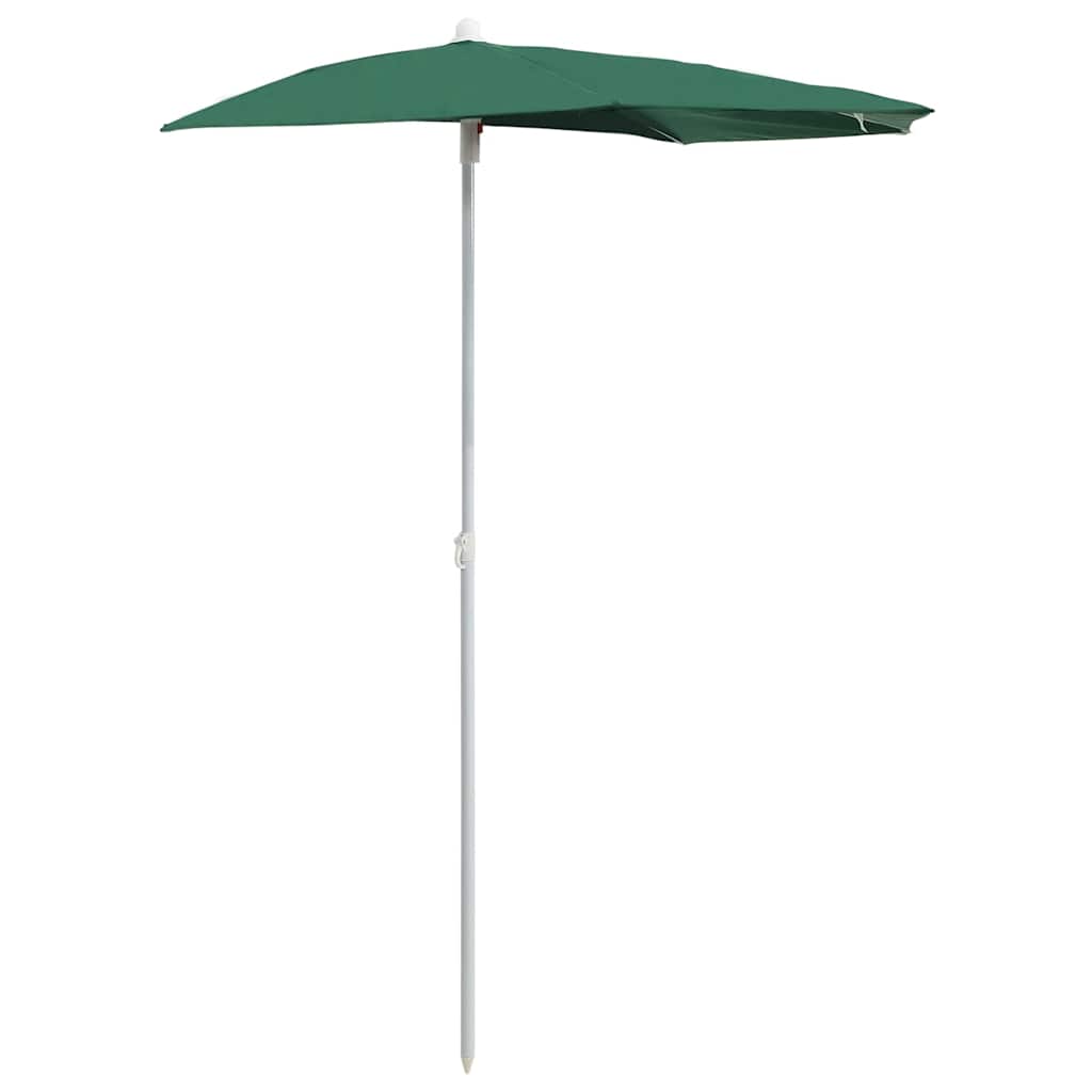 Ombrellone Semicircolare da Giardino con Palo 180x90 cm Verde