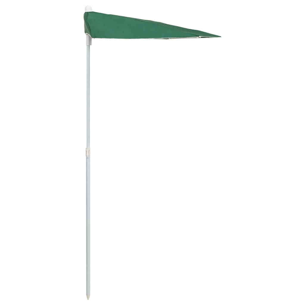Ombrellone Semicircolare da Giardino con Palo 180x90 cm Verde