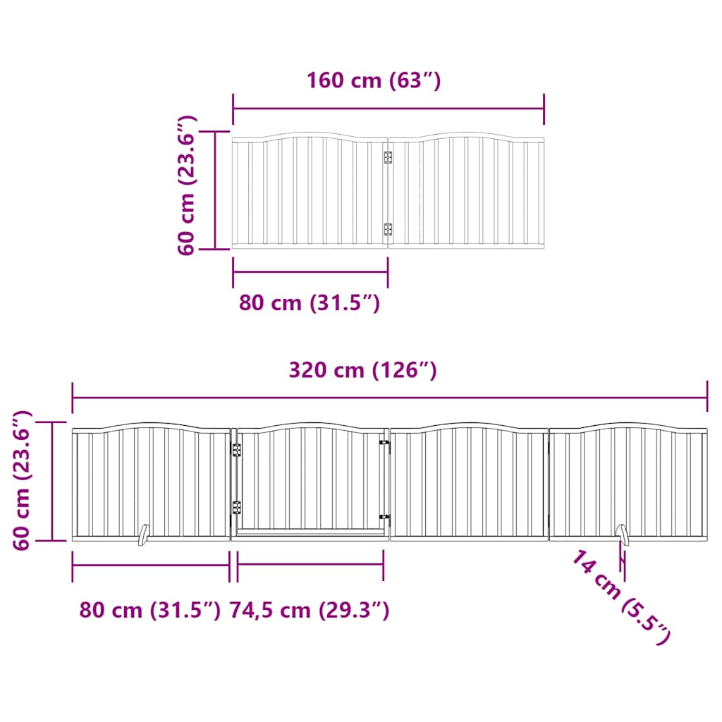 Cancello Cani Porta Pieghevole Bianco 6 Pannelli 480 cm Pioppo