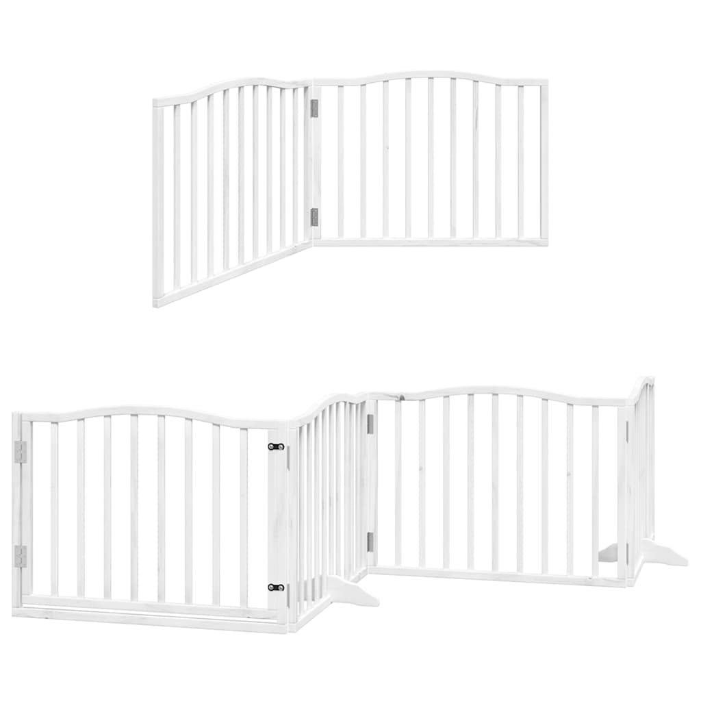 Cancello Cani Porta Pieghevole Bianco 6 Pannelli 480 cm Pioppo