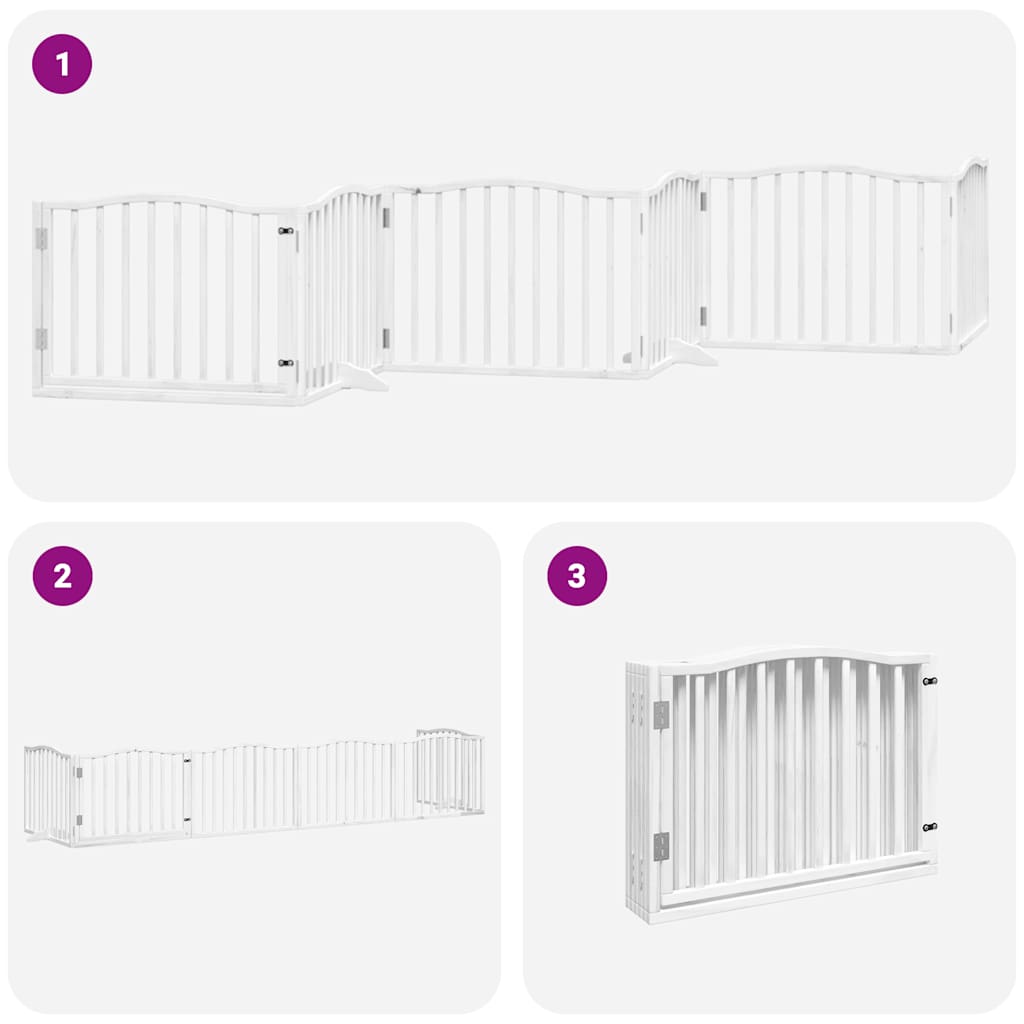 Cancello Cani Porta Pieghevole Bianco 6 Pannelli 480 cm Pioppo