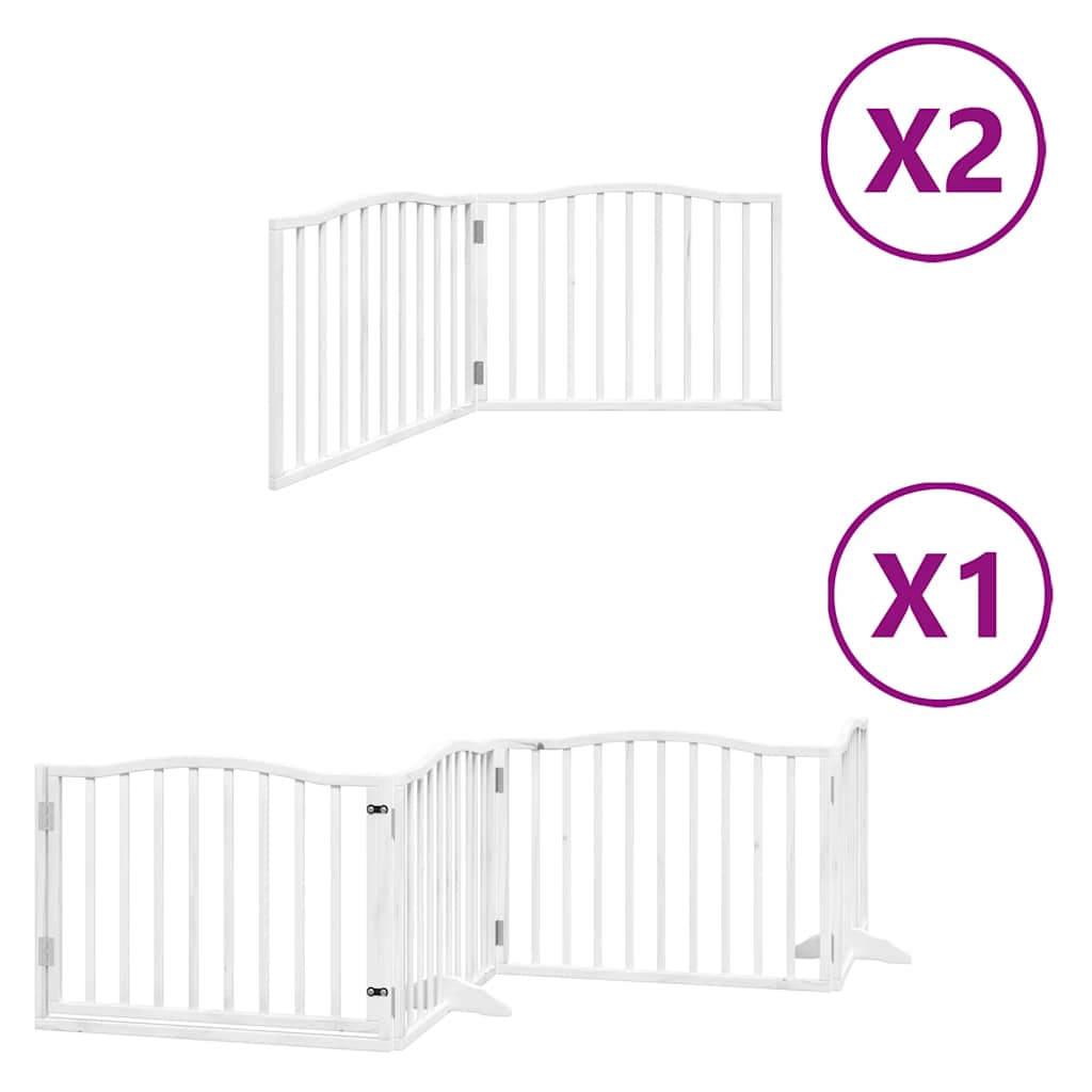 Cancello Cani Porta Pieghevole Bianco 12 Pannelli 640 cm Pioppo