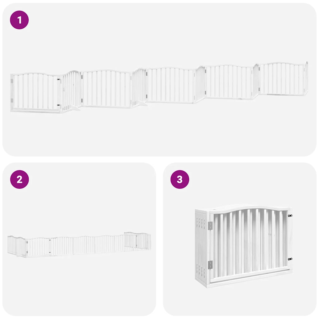 Cancello Cani Porta Pieghevole Bianco 10 Pannelli 800 cm Pioppo