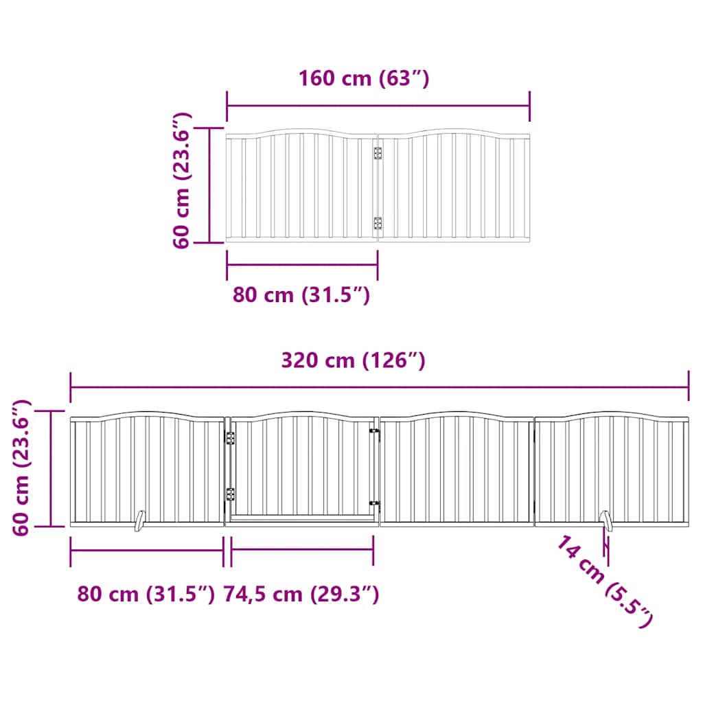 Cancello Cani Porta Pieghevole Bianco 12 Pannelli 960 cm Pioppo