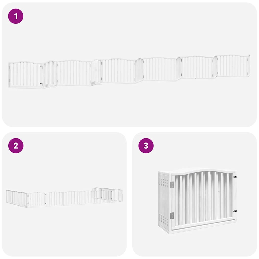 Cancello Cani Porta Pieghevole Bianco 12 Pannelli 960 cm Pioppo