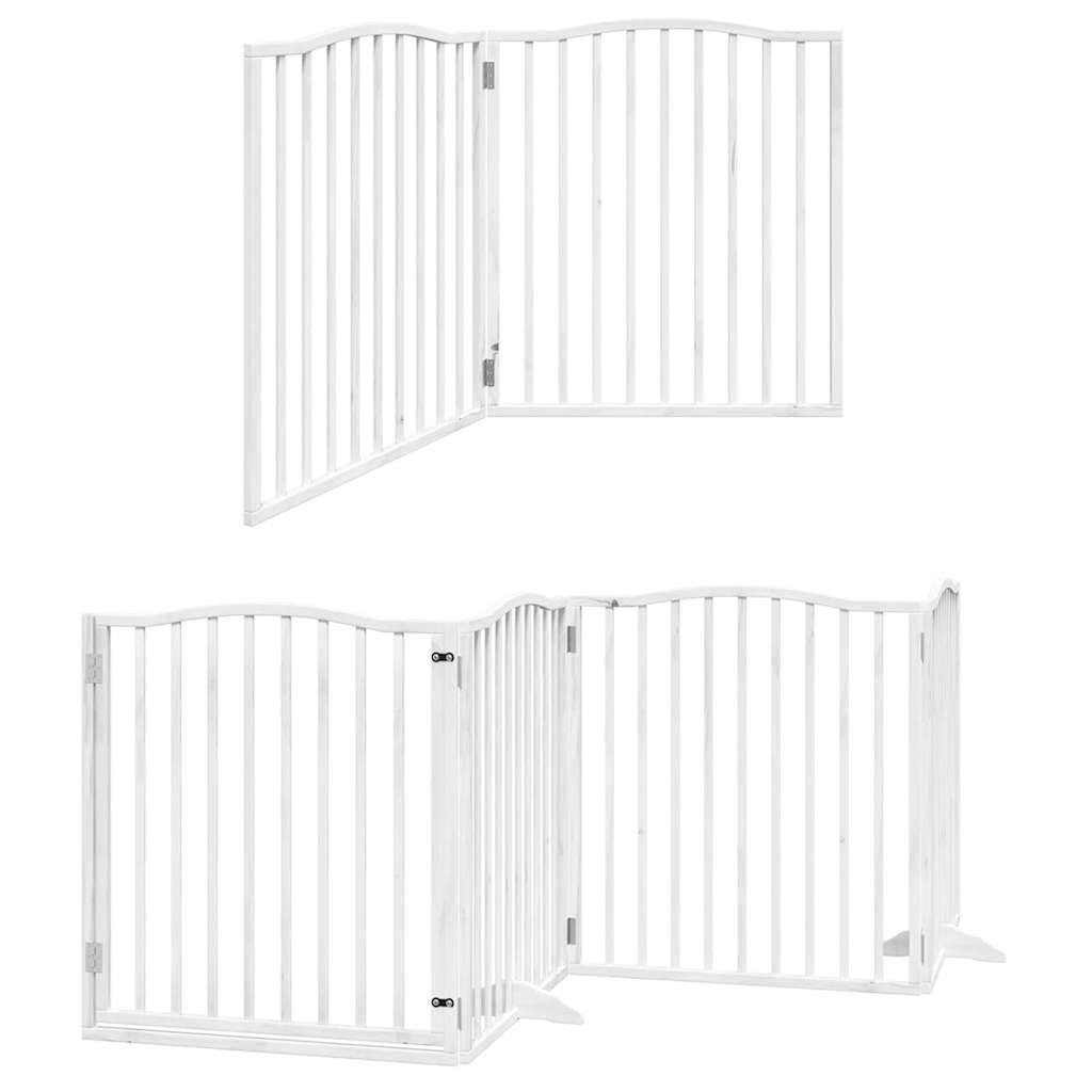 Cancello Cani Porta Pieghevole Bianco 6 Pannelli 480 cm Pioppo