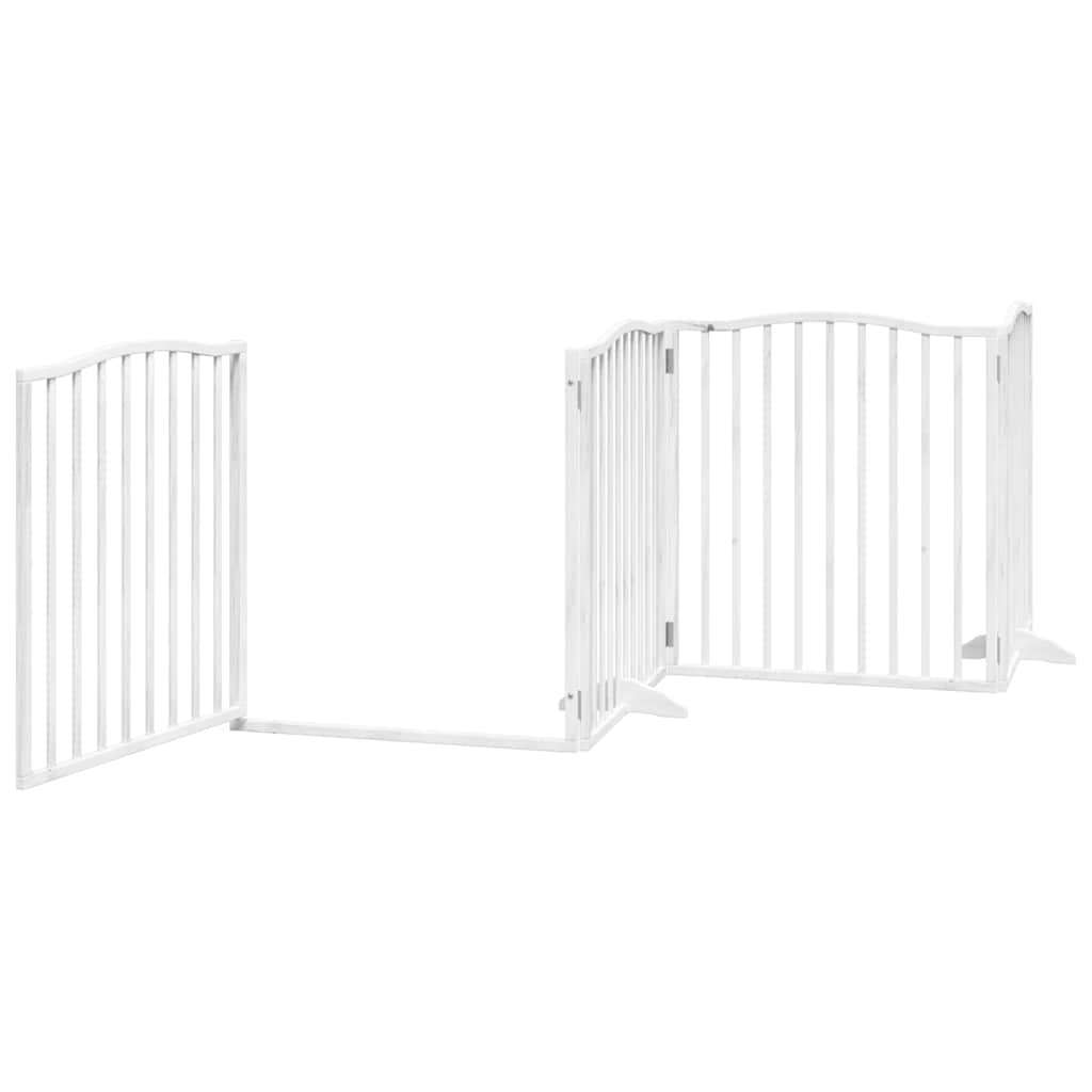 Cancello Cani Porta Pieghevole Bianco 12 Pannelli 640 cm Pioppo