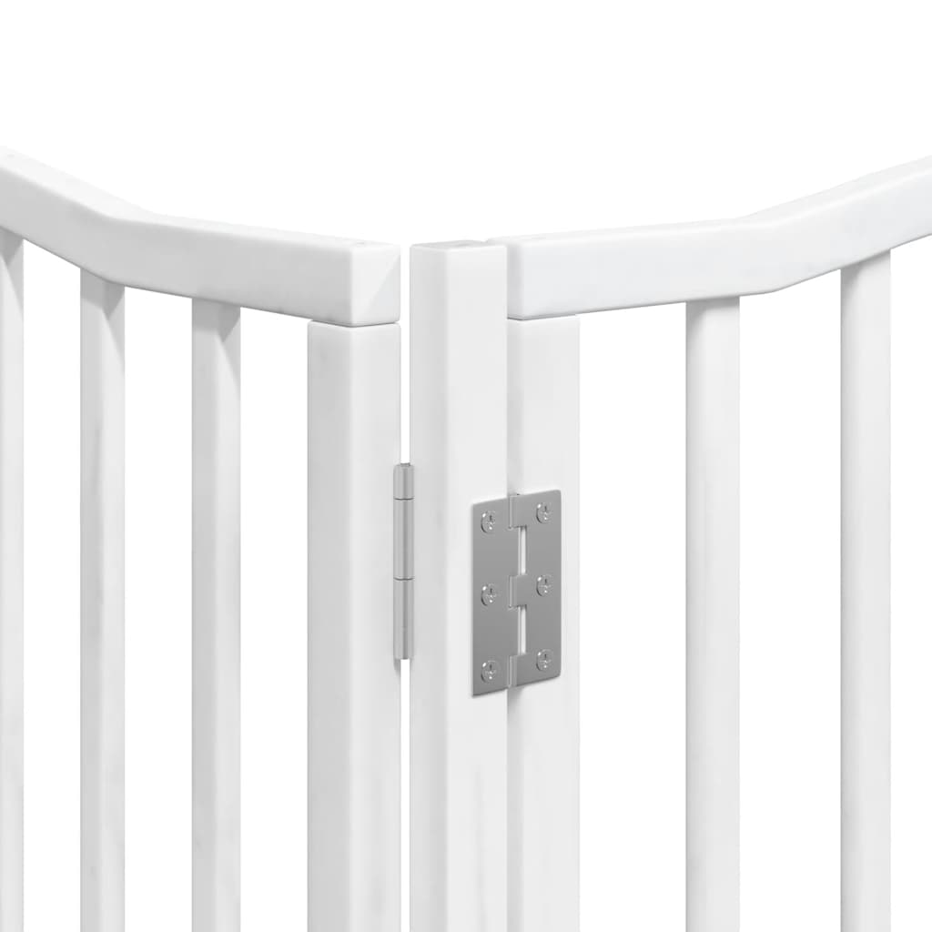 Cancello Cani Porta Pieghevole Bianco 12 Pannelli 640 cm Pioppo