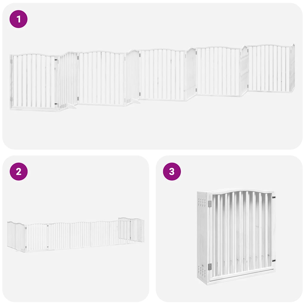 Cancello Cani Porta Pieghevole Bianco 10 Pannelli 800 cm Pioppo