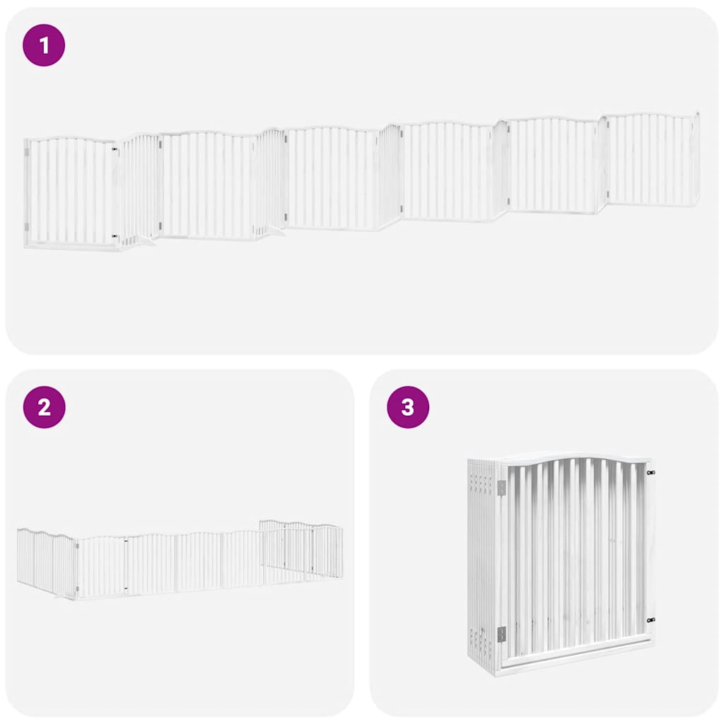 Cancello Cani Porta Pieghevole Bianco 12 Pannelli 960 cm Pioppo
