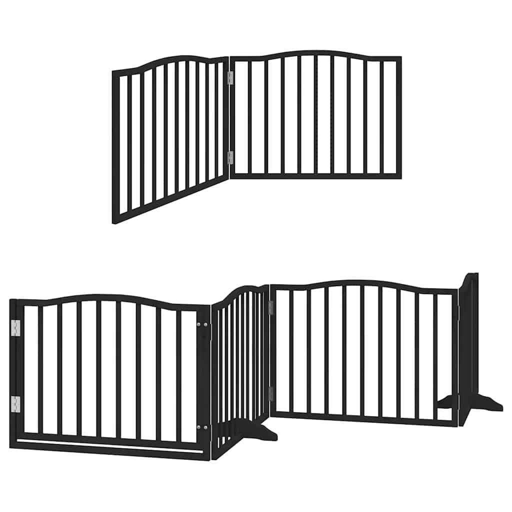 Cancello per Cani Porta Pieghevole Nero 6 Pannelli 480cm Pioppo