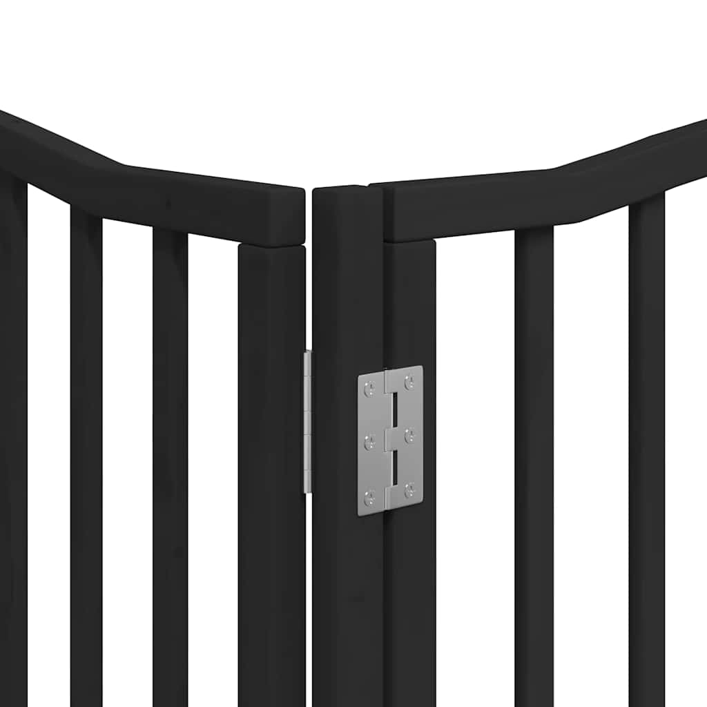 Cancello Cani Porta Pieghevole Nero 10 Pannelli 800 cm Pioppo