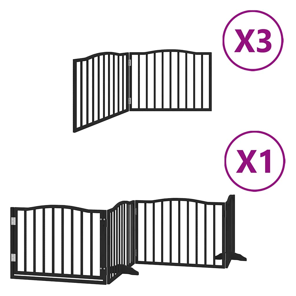 Cancello Cani Porta Pieghevole Nero 10 Pannelli 800 cm Pioppo