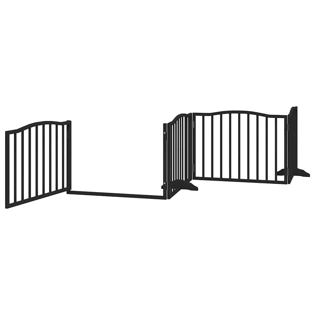 Cancello Cani Porta Pieghevole Nero 10 Pannelli 800 cm Pioppo