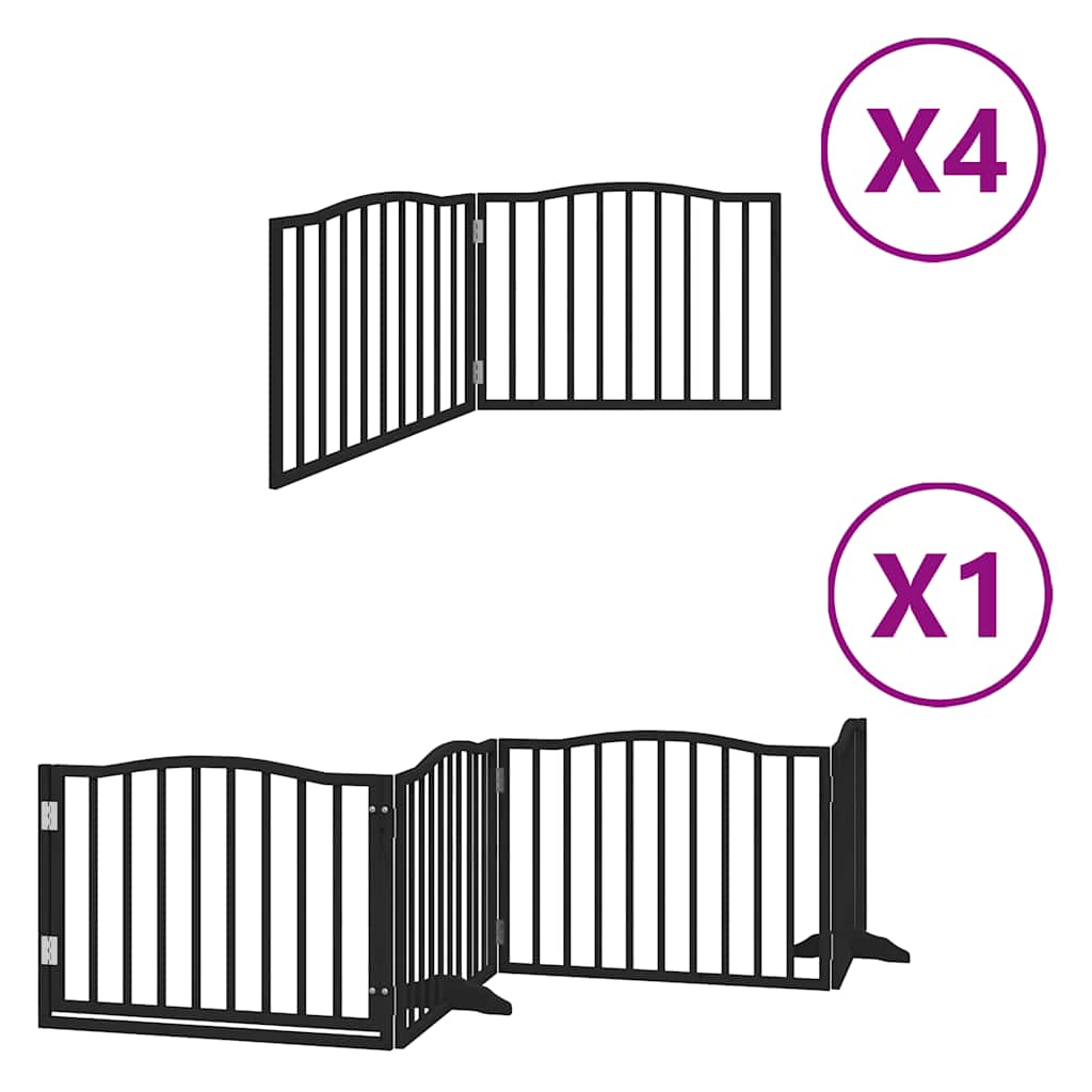 Cancello Cani Porta Pieghevole Nero 12 Pannelli 960 cm Pioppo