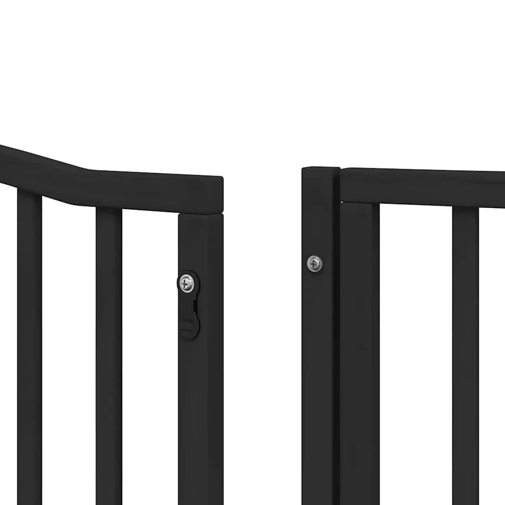 Cancello Cani Porta Pieghevole Nero 12 Pannelli 960 cm Pioppo