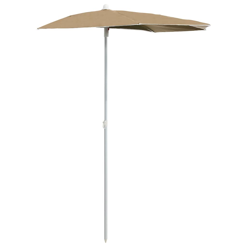 Ombrellone Semicircolare da Giardino con Palo 180x90 cm Tortora