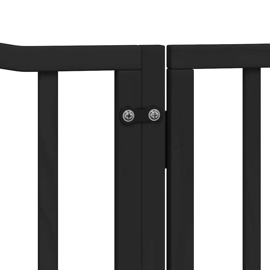 Cancello Cani Porta Pieghevole Nero 8 Pannelli 640 cm Pioppo