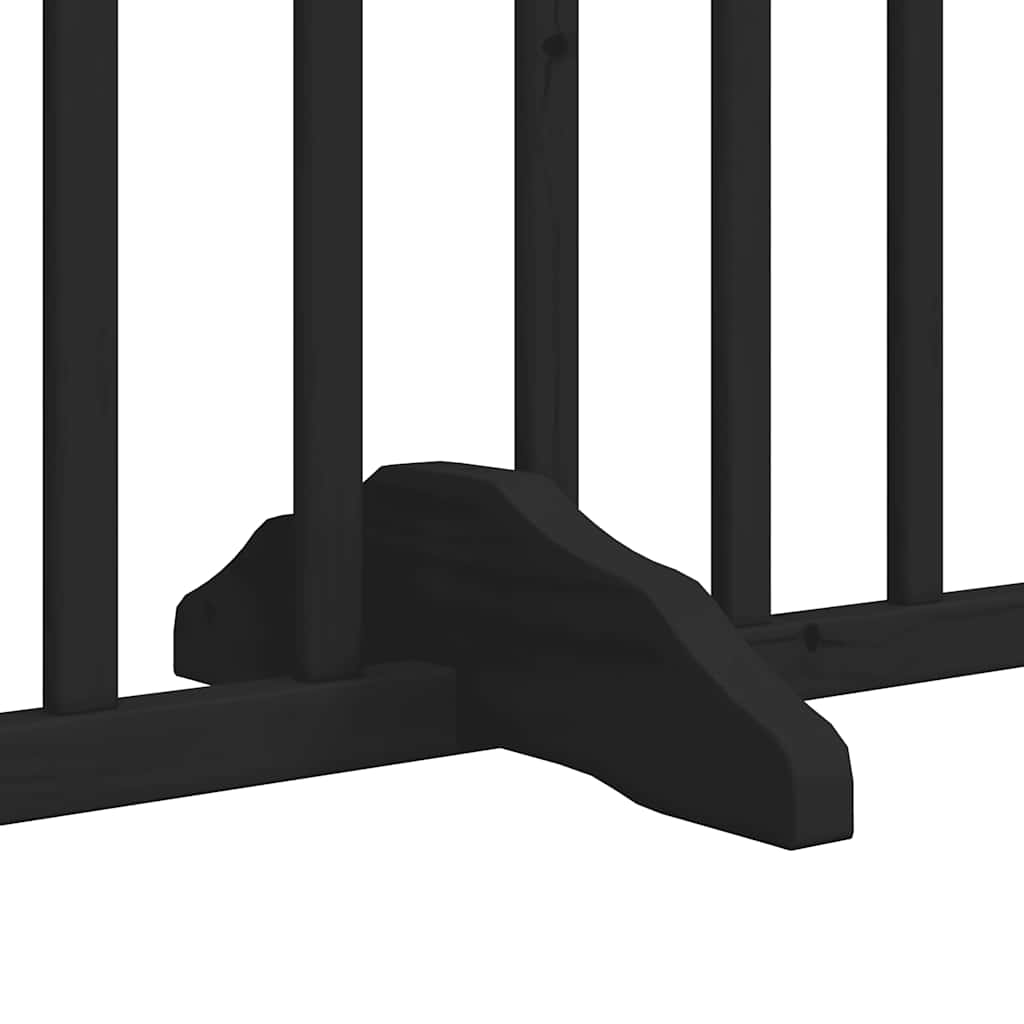 Cancello Cani Porta Pieghevole Nero 8 Pannelli 640 cm Pioppo