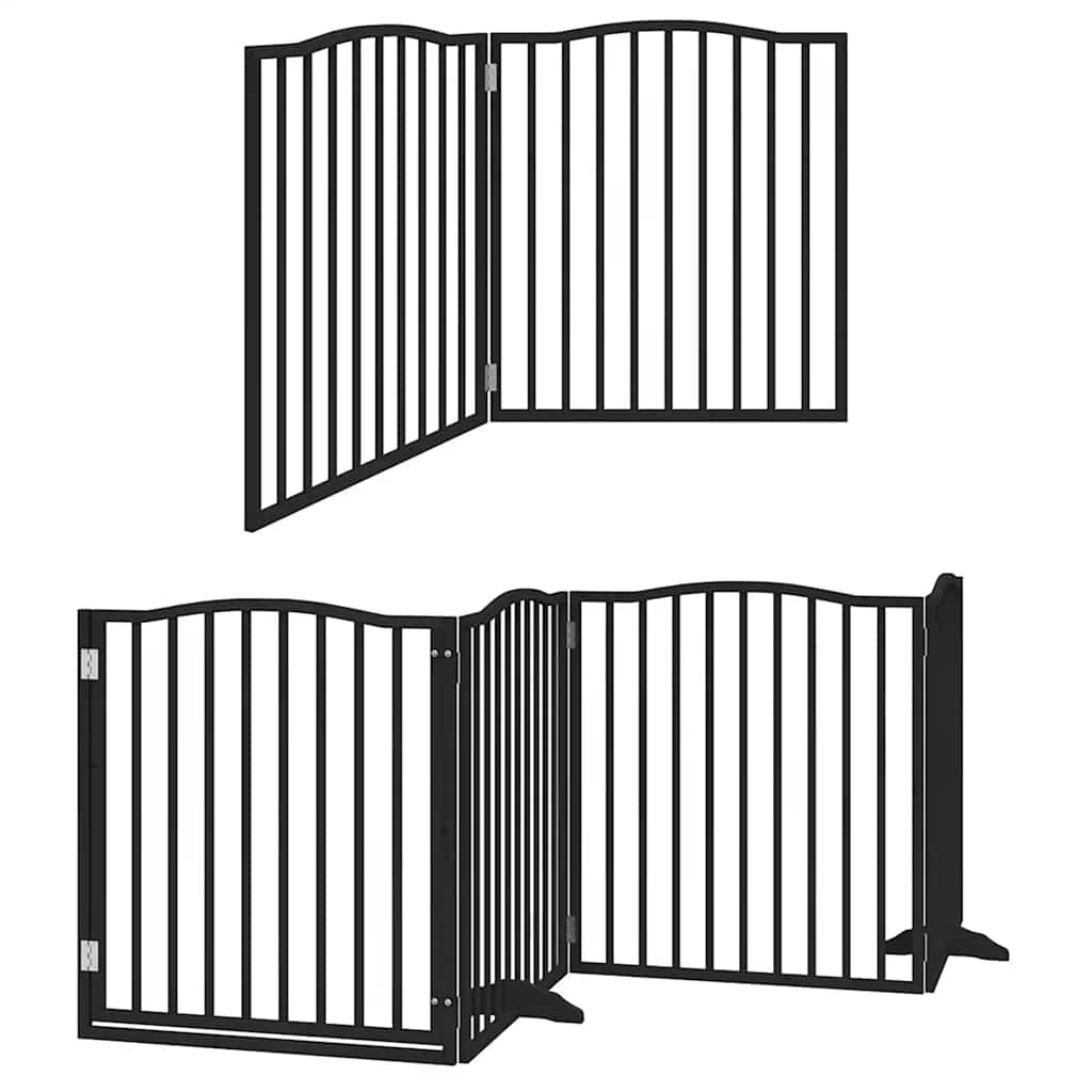 Cancello Cani Porta Pieghevole Nero 10 Pannelli 800 cm Pioppo