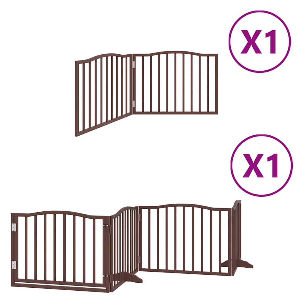 Cancello Cani Porta Pieghevole Marrone 6 Pannelli 480cm Pioppo