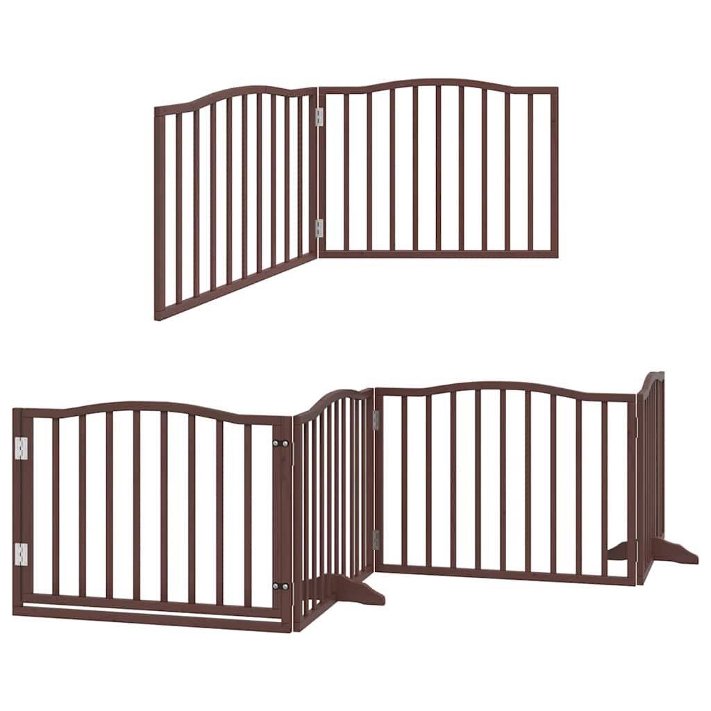 Cancello Cani Porta Pieghevole Marrone 6 Pannelli 480cm Pioppo
