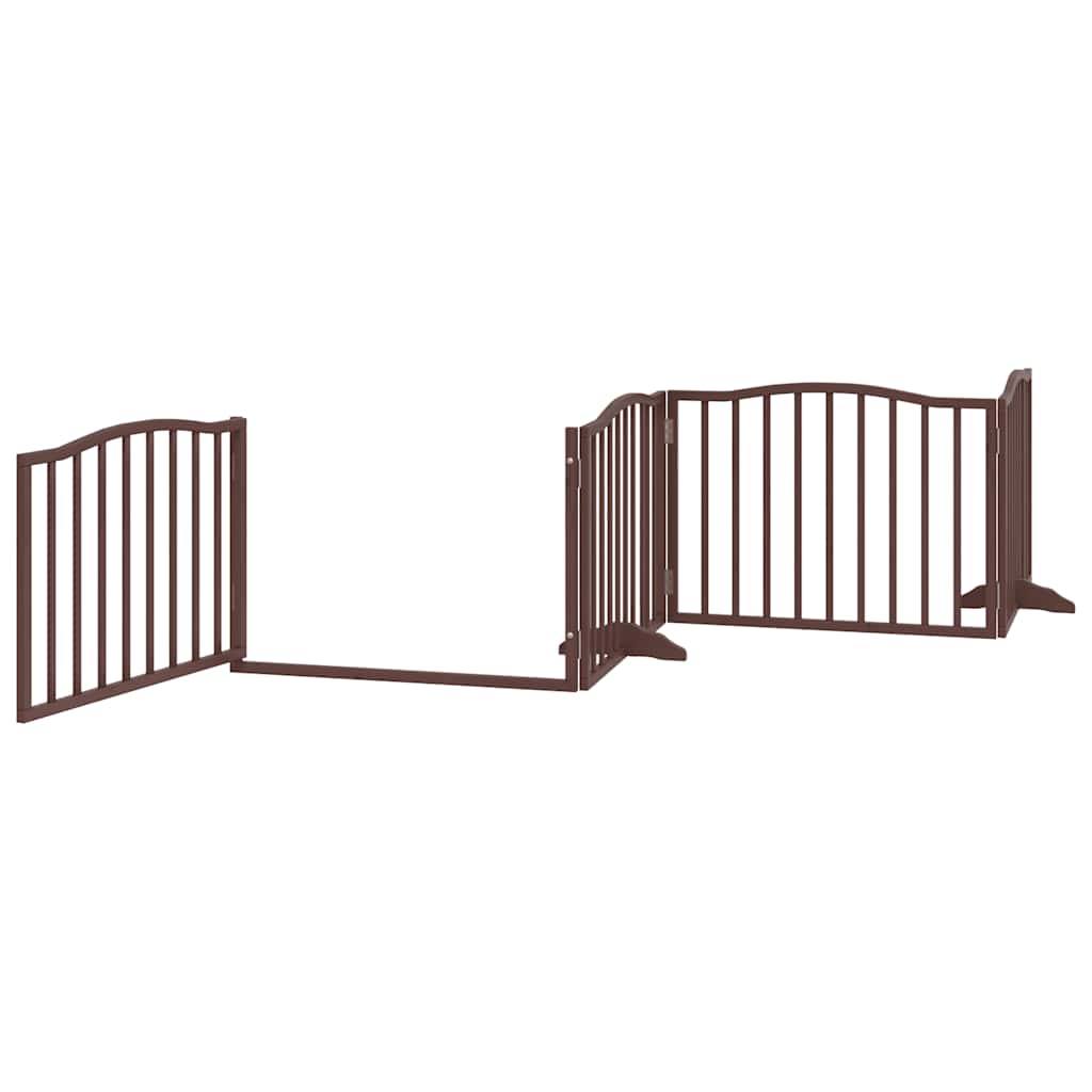 Cancello Cani Porta Pieghevole Marrone 6 Pannelli 480cm Pioppo