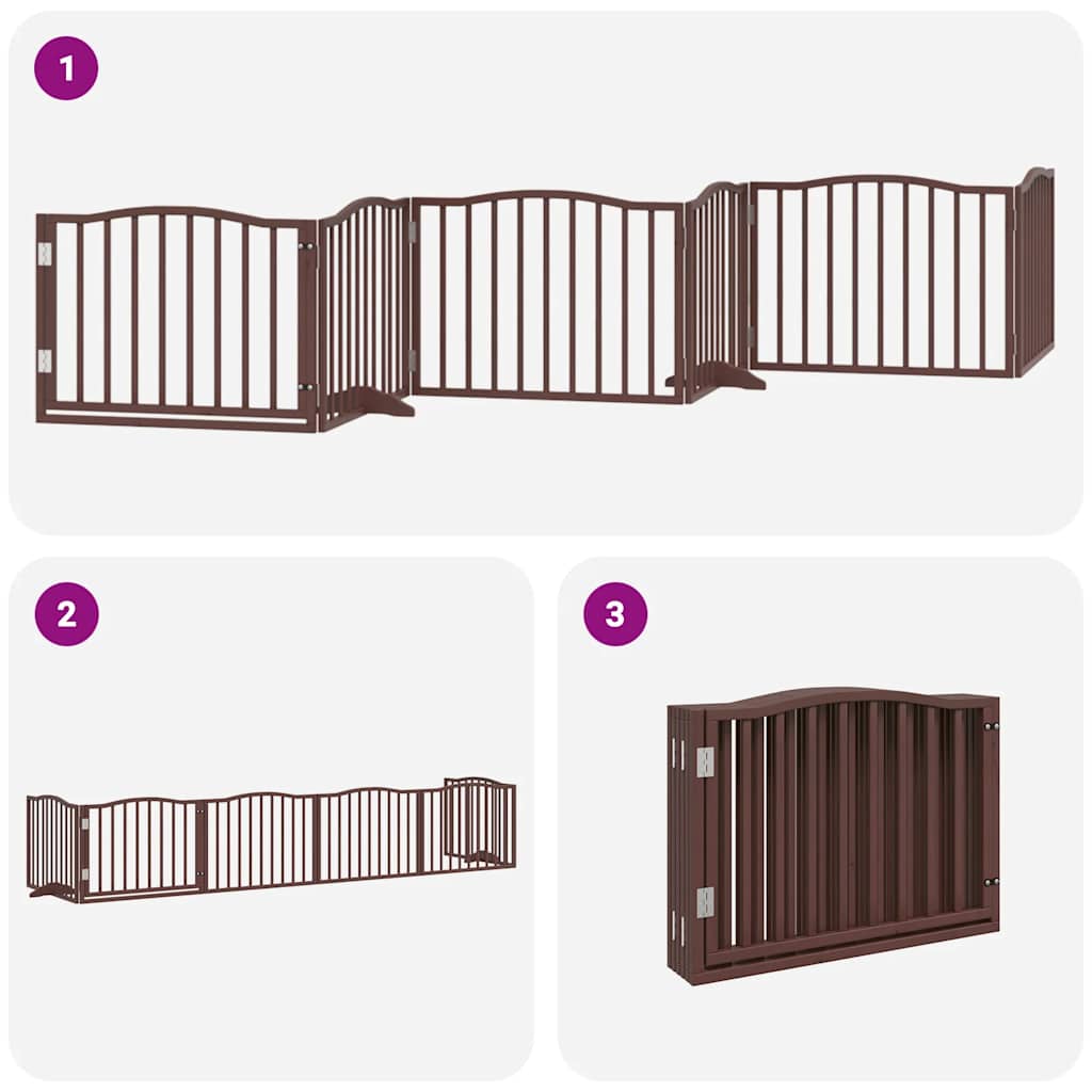 Cancello Cani Porta Pieghevole Marrone 6 Pannelli 480cm Pioppo