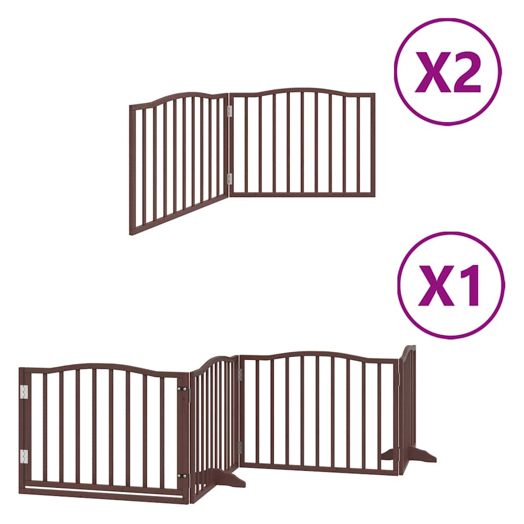 Cancello Cani Porta Pieghevole Marrone 8 Pannelli 640cm Pioppo