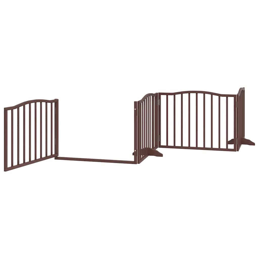 Cancello Cani Porta Pieghevole Marrone 8 Pannelli 640cm Pioppo