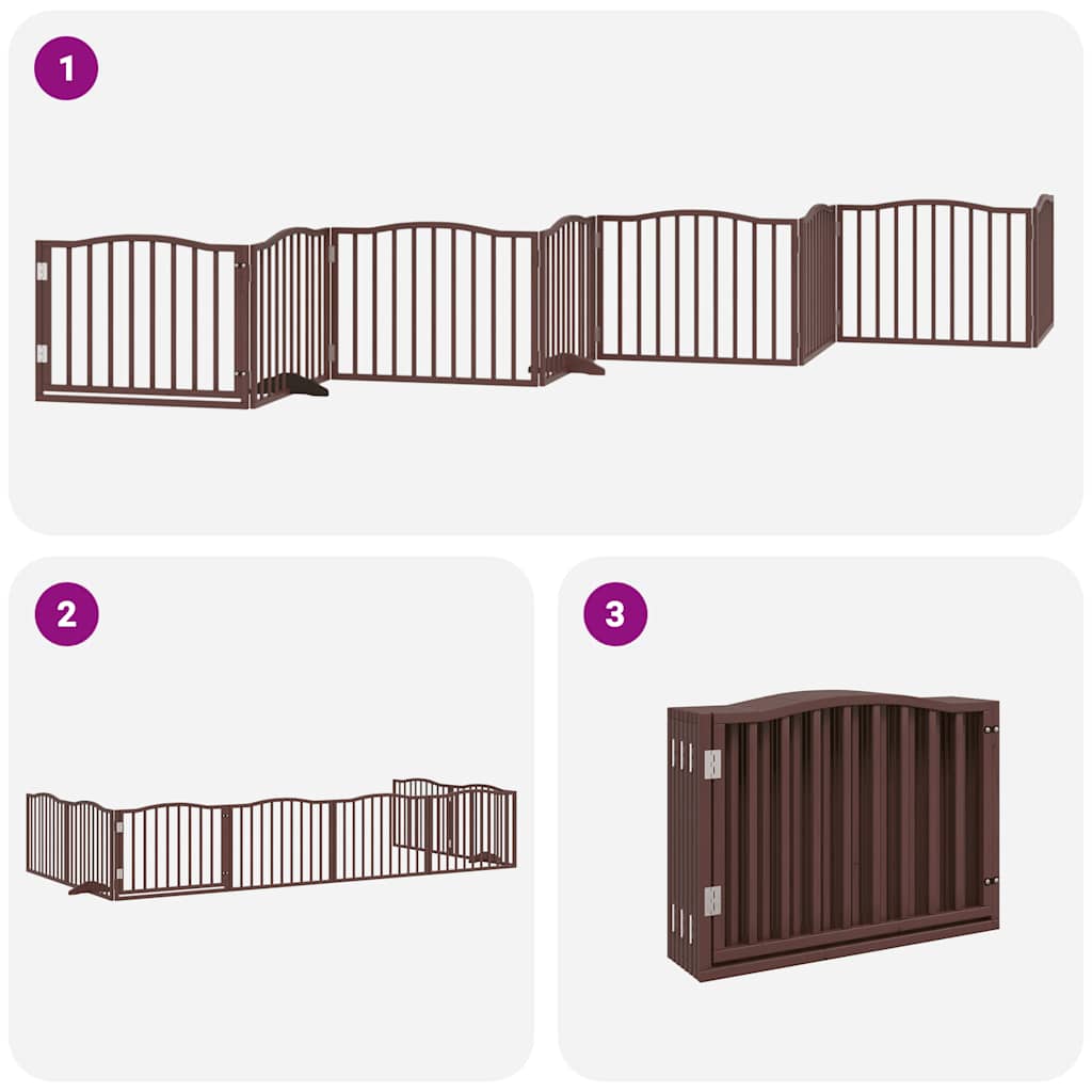 Cancello Cani Porta Pieghevole Marrone 8 Pannelli 640cm Pioppo