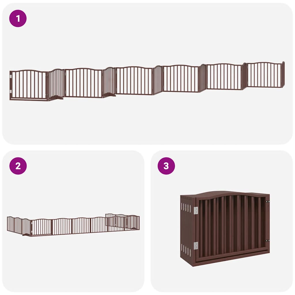 Cancello Cani Porta Pieghevole Marrone 12 Pannelli 960cm Pioppo