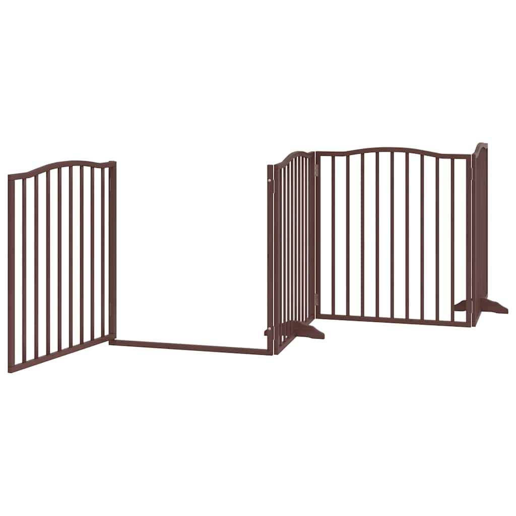 Cancello Cani Porta Pieghevole Marrone 6 Pannelli 480cm Pioppo