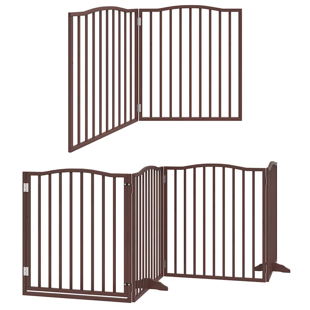 Cancello Cani Porta Pieghevole Marrone 8 Pannelli 640cm Pioppo
