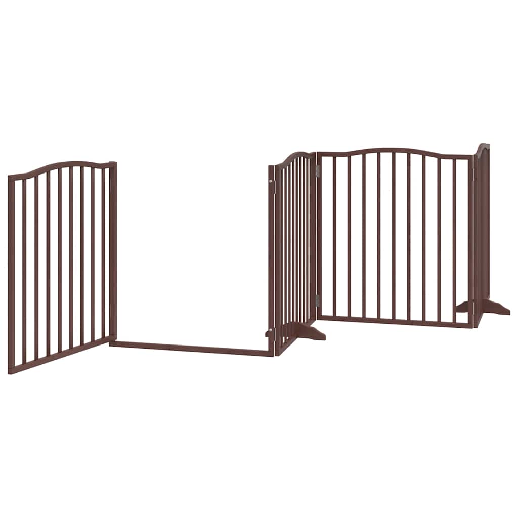 Cancello Cani Porta Pieghevole Marrone 8 Pannelli 640cm Pioppo
