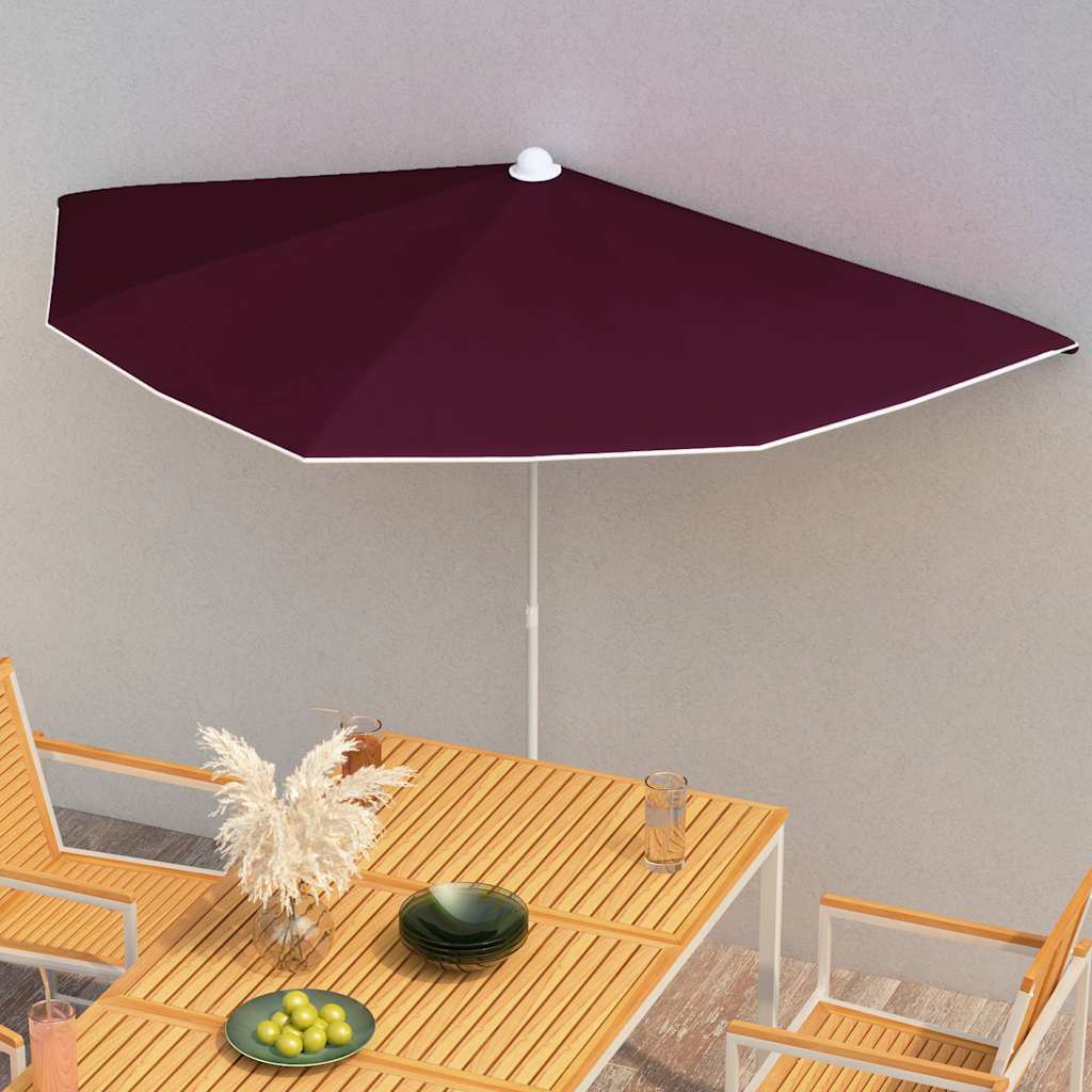 Ombrellone Semicircolare da Giardino con Palo 180x90 cm Bordò