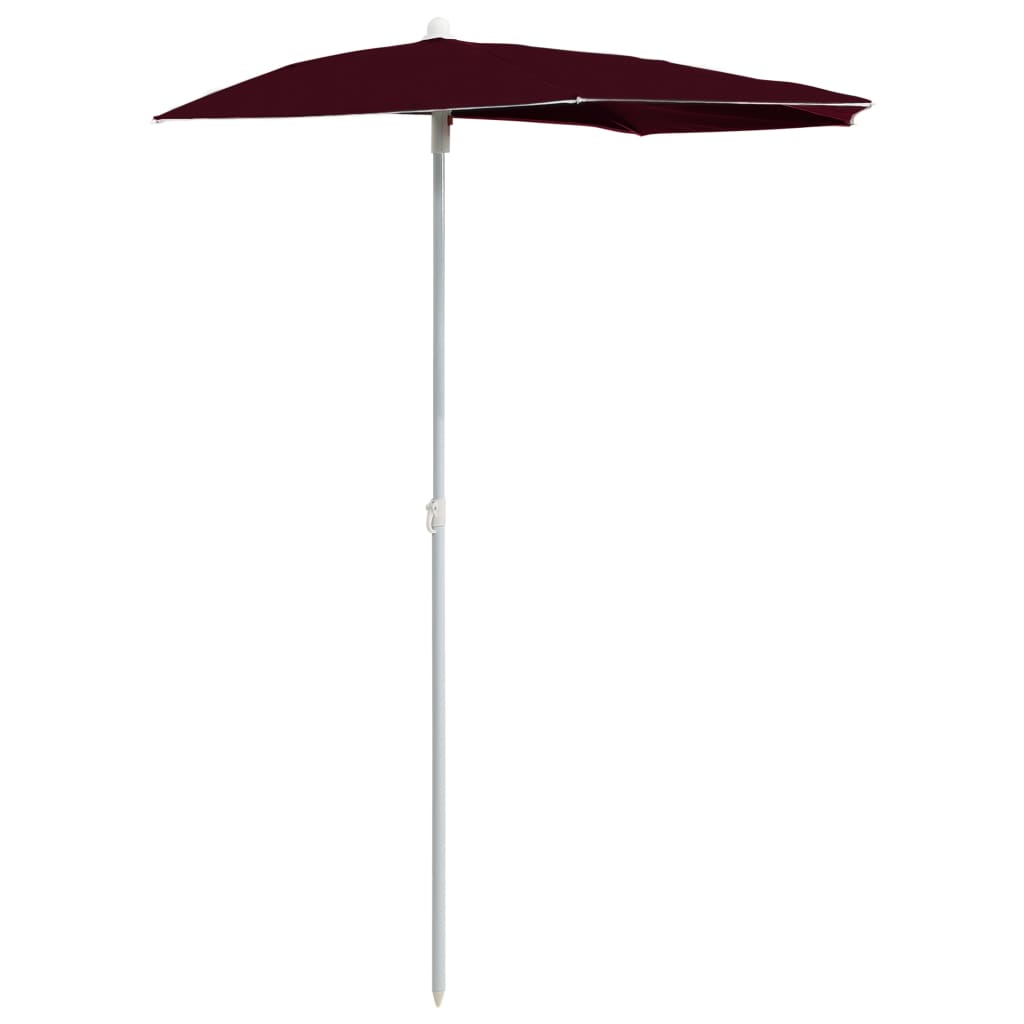 Ombrellone Semicircolare da Giardino con Palo 180x90 cm Bordò