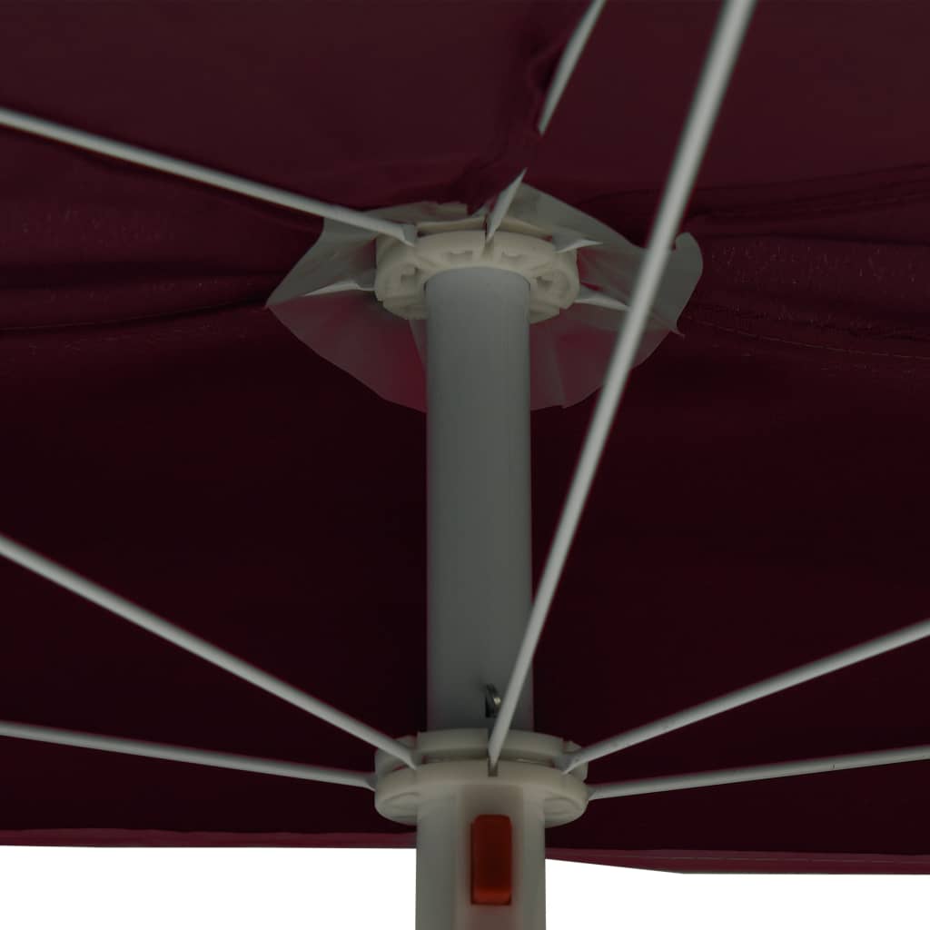 Ombrellone Semicircolare da Giardino con Palo 180x90 cm Bordò