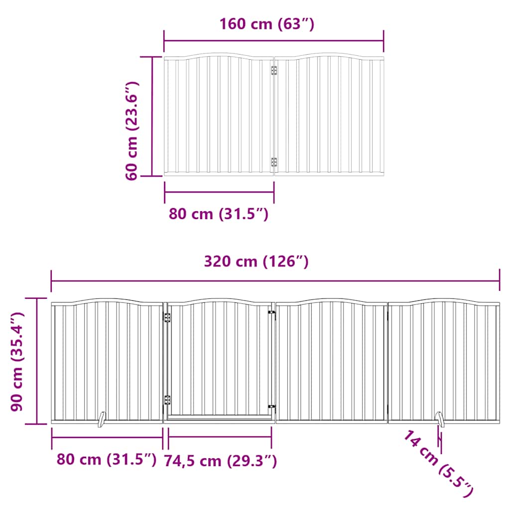 Cancello Cani Porta Pieghevole Marrone 12 Pannelli 960cm Pioppo