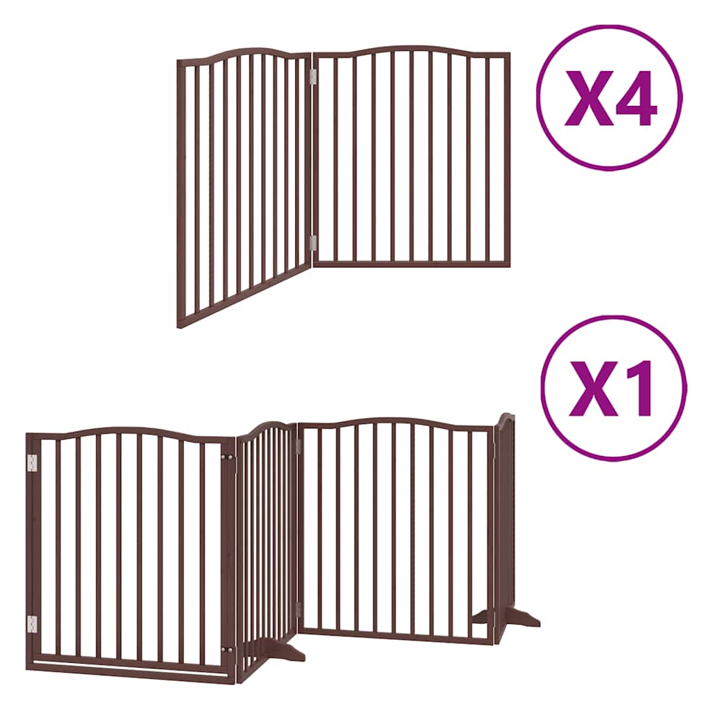 Cancello Cani Porta Pieghevole Marrone 12 Pannelli 960cm Pioppo